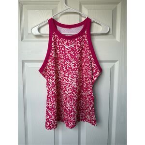 Nike Dri Fit Tank Top Slim Fit Size Medium Pink Yellow High Neck Workout